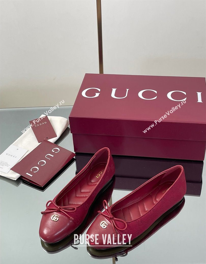 Gucci GG Canvas Ballet Flats with Double G Ancora Red 2025 ‎835805 (MD-250828058)
