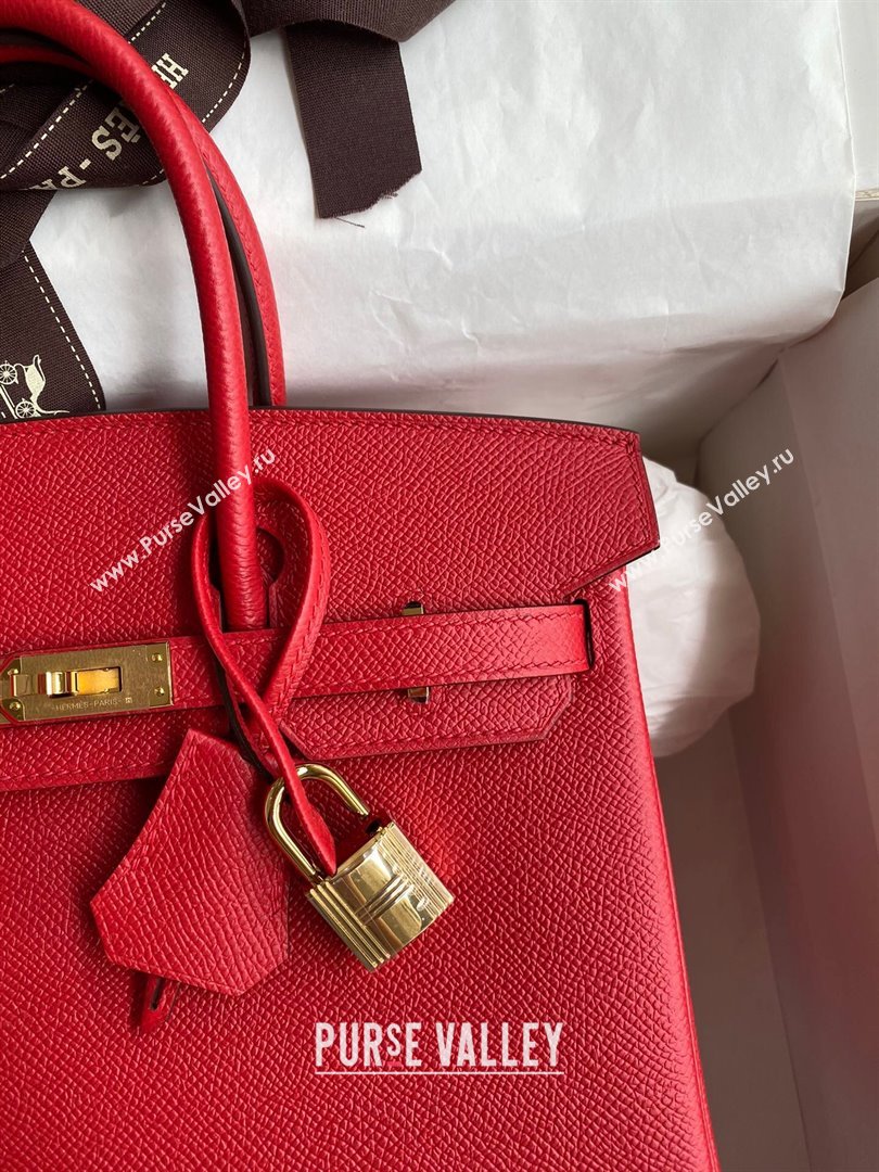 Hermes Birkin 25cm/30cm/35cm Bag in Original Epsom Leather Flag Red/Gold 2024 (Full Handmade) (XYA-24070116)