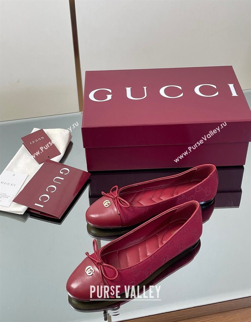 Gucci GG Canvas Ballet Flats with Double G Ancora Red 2025 ‎835805 (MD-250828058)