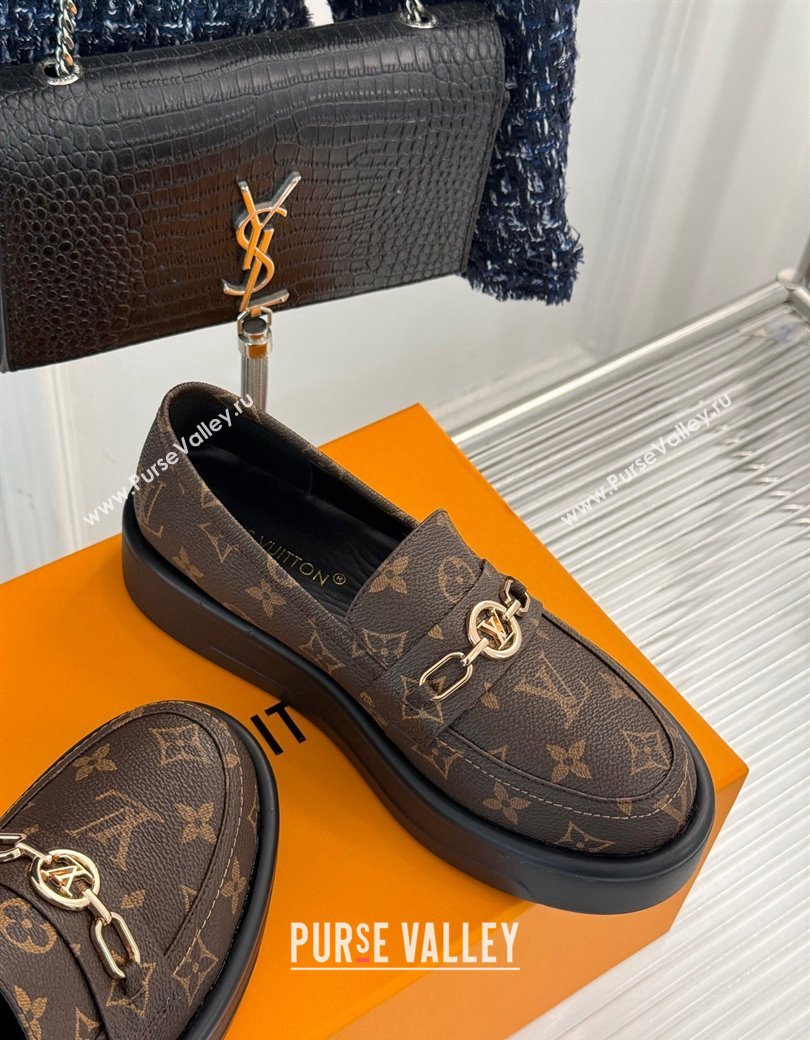 Louis Vuitton Platform Loafers in Monogram Canvas LV Chain Brown 2024 1224 (MD-241224079)