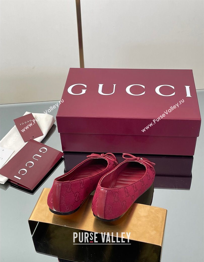 Gucci GG Canvas Ballet Flats with Double G Ancora Red 2025 ‎835805 (MD-250828058)
