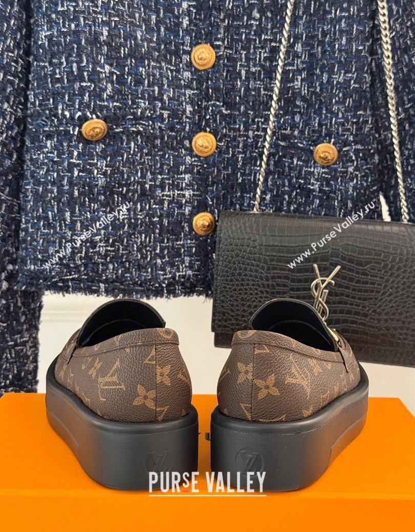 Louis Vuitton Platform Loafers in Monogram Canvas LV Chain Brown 2024 1224 (MD-241224079)