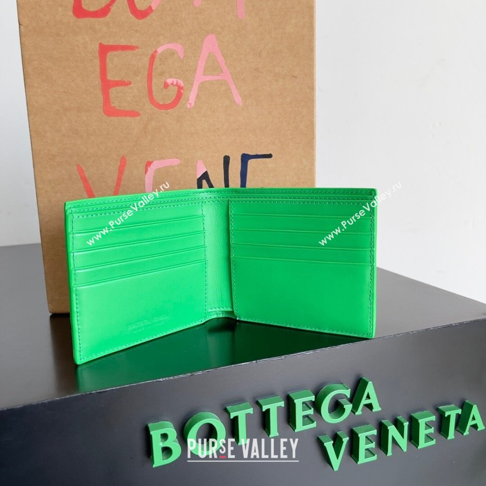 Bottega Veneta Intrecciato Leather Bi-Fold Wallet 63334 Parakeet Green 2024 (MS-24012337)