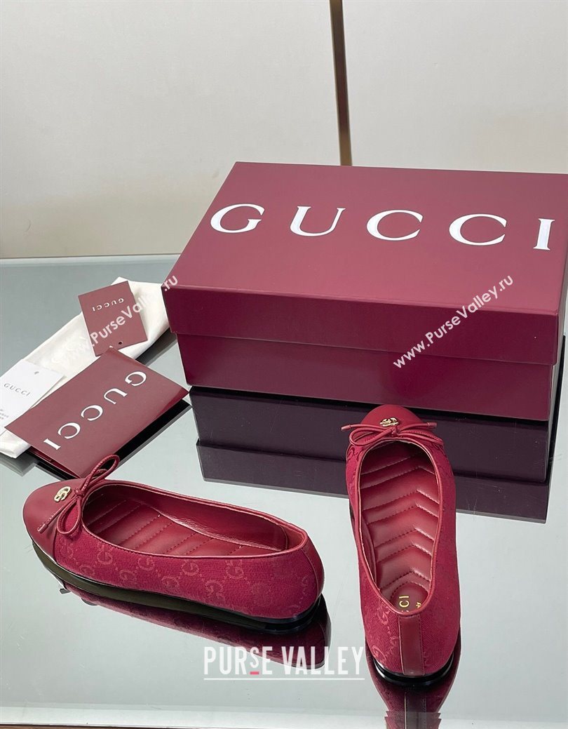 Gucci GG Canvas Ballet Flats with Double G Ancora Red 2025 ‎835805 (MD-250828058)