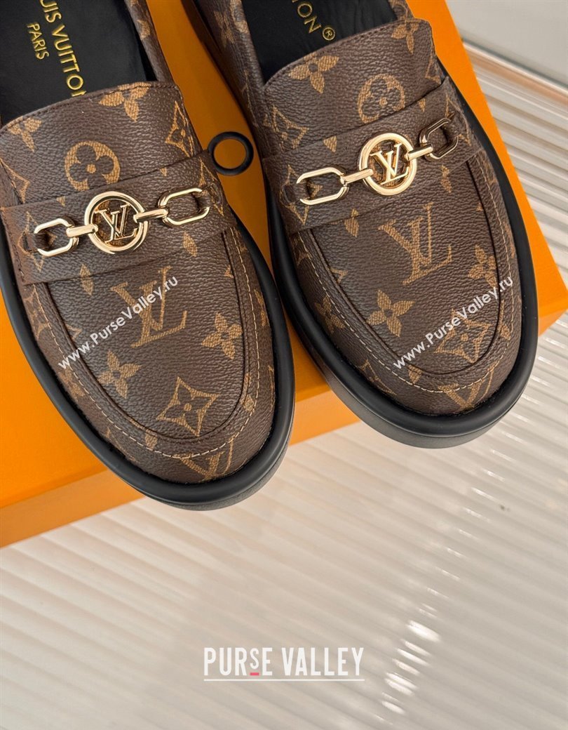 Louis Vuitton Platform Loafers in Monogram Canvas LV Chain Brown 2024 1224 (MD-241224079)