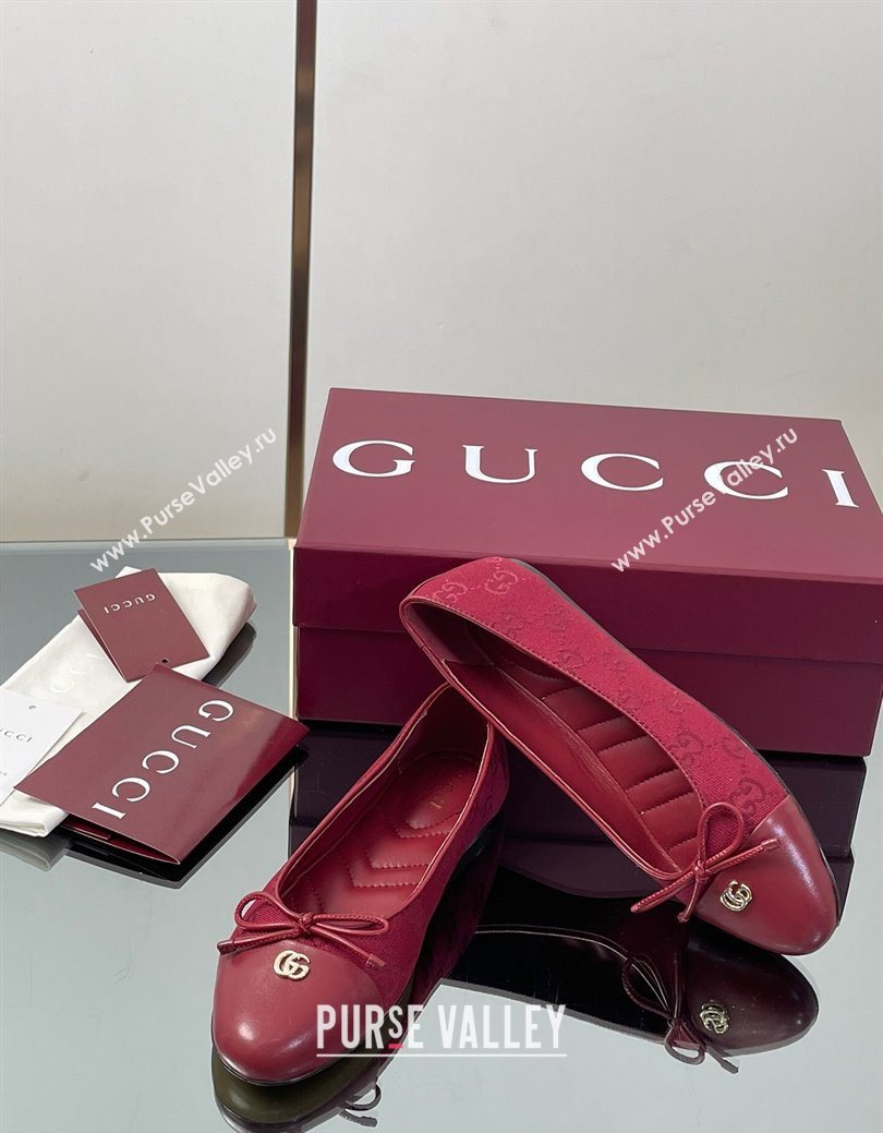 Gucci GG Canvas Ballet Flats with Double G Ancora Red 2025 ‎835805 (MD-250828058)
