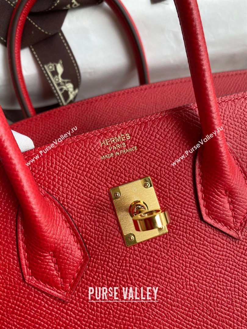 Hermes Birkin 25cm/30cm/35cm Bag in Original Epsom Leather Flag Red/Gold 2024 (Full Handmade) (XYA-24070116)