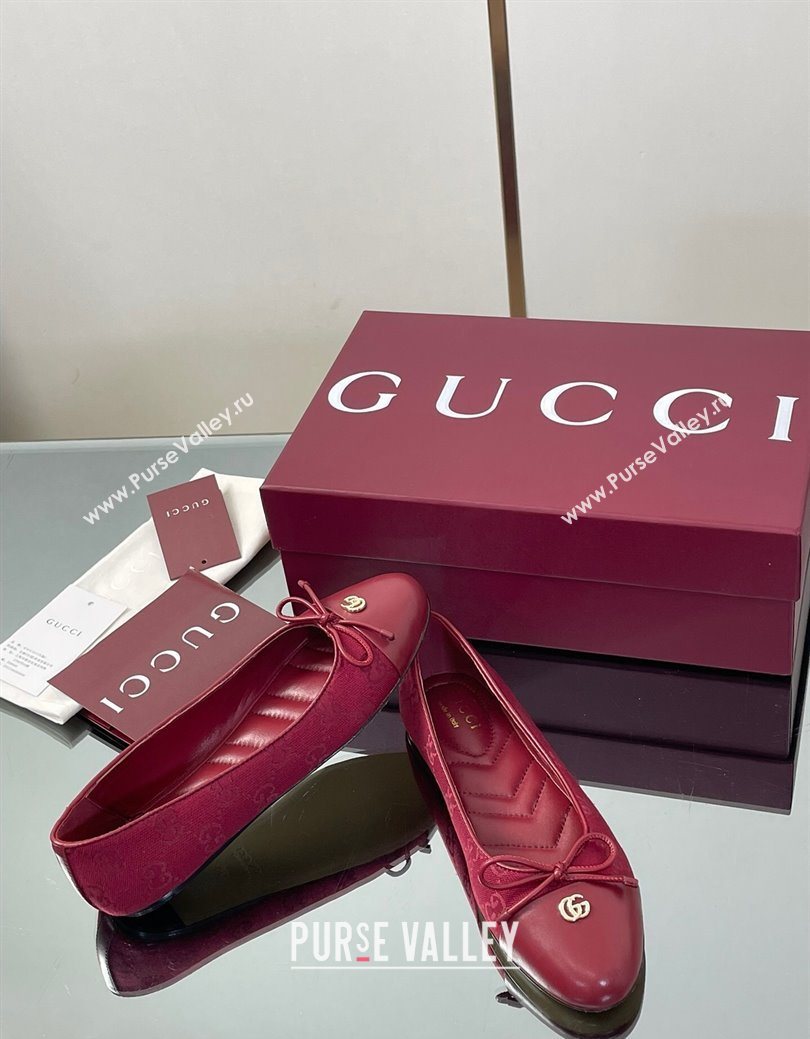 Gucci GG Canvas Ballet Flats with Double G Ancora Red 2025 ‎835805 (MD-250828058)