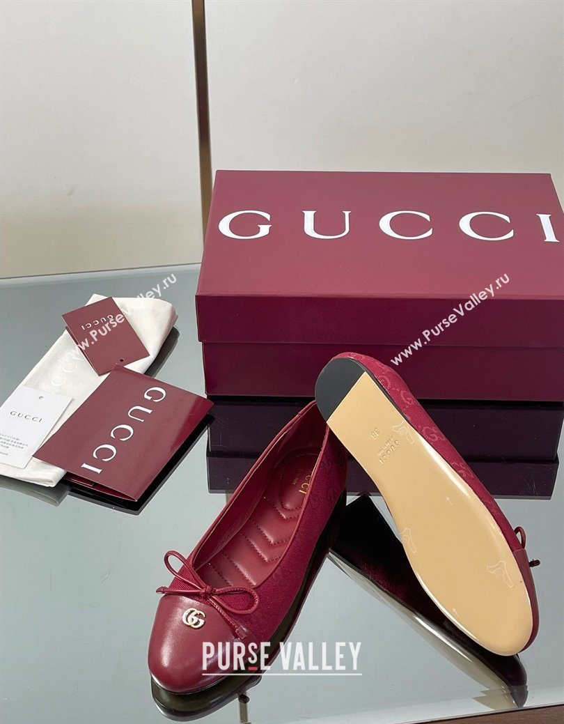 Gucci GG Canvas Ballet Flats with Double G Ancora Red 2025 ‎835805 (MD-250828058)