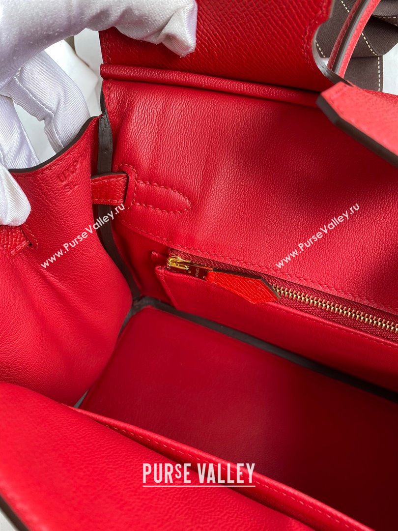 Hermes Birkin 25cm/30cm/35cm Bag in Original Epsom Leather Flag Red/Gold 2024 (Full Handmade) (XYA-24070116)