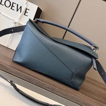 Loewe Large Puzzle Bag in Grained Calfskin Blue 2024 (DL-24032102)