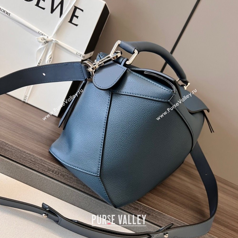 Loewe Large Puzzle Bag in Grained Calfskin Blue 2024 (DL-24032102)