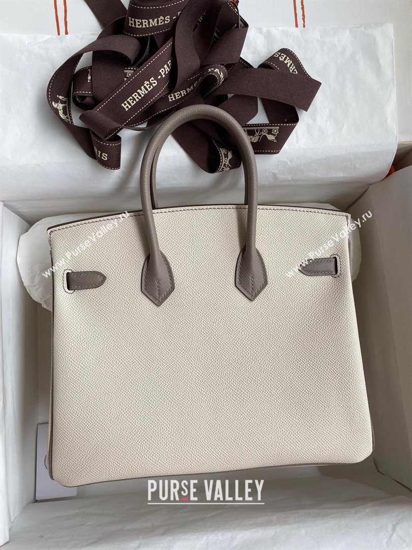 Hermes Birkin 25cm/30cm/35cm Bag in Original Epsom Leather Milkshake White/Grey/Rosy Gold 2024 (Full Handmade) (XYA-24070117)