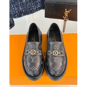 Louis Vuitton Platform Loafers in Monogram Canvas LV Chain Black 2024 1224 (MD-241224080)