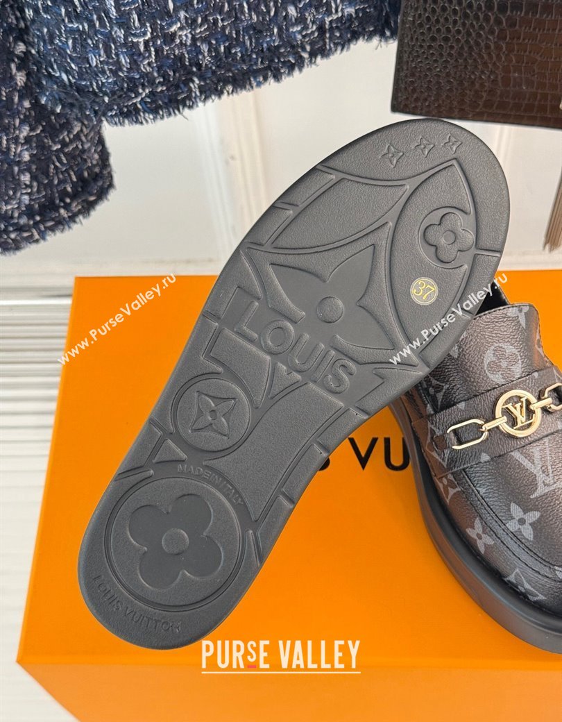 Louis Vuitton Platform Loafers in Monogram Canvas LV Chain Black 2024 1224 (MD-241224080)