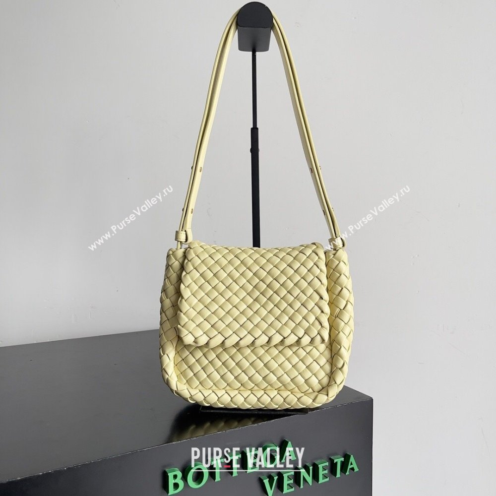 Bottega Veneta Mini Cobble Shoulder Bag in Padded Intrecciato Leather Yellow 2024 762711 (MS-24013034)