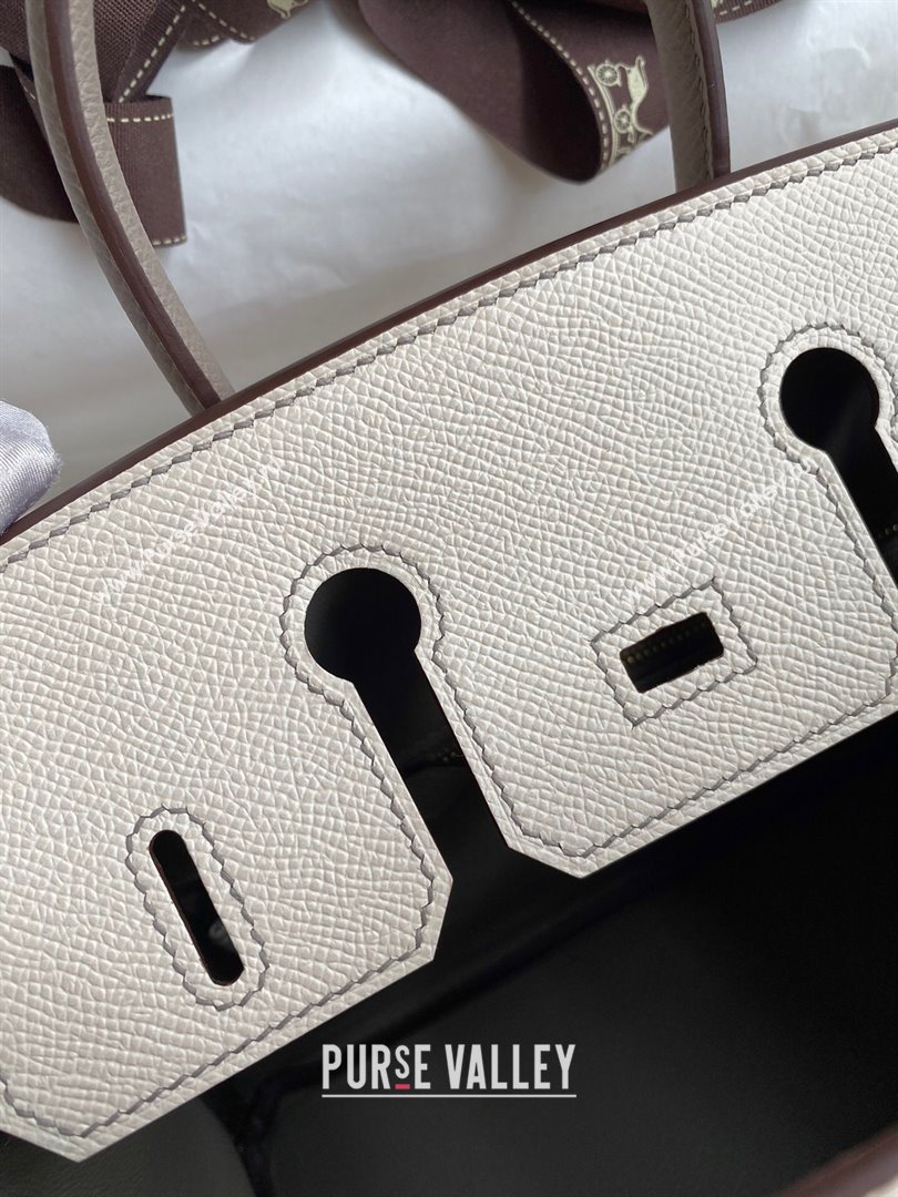 Hermes Birkin 25cm/30cm/35cm Bag in Original Epsom Leather Milkshake White/Grey/Rosy Gold 2024 (Full Handmade) (XYA-24070117)