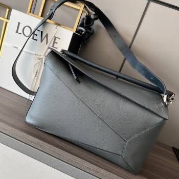 Loewe Large Puzzle Bag in Grained Calfskin Grey 2024 (DL-24032103)