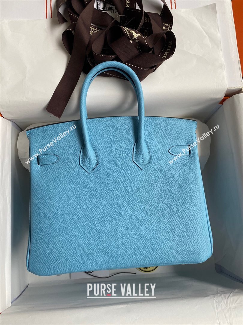 Hermes Birkin 25cm/30cm/35cm Bag in Original Epsom Leather Candy Blue/Silver 2024 (Full Handmade) (XYA-24070118)