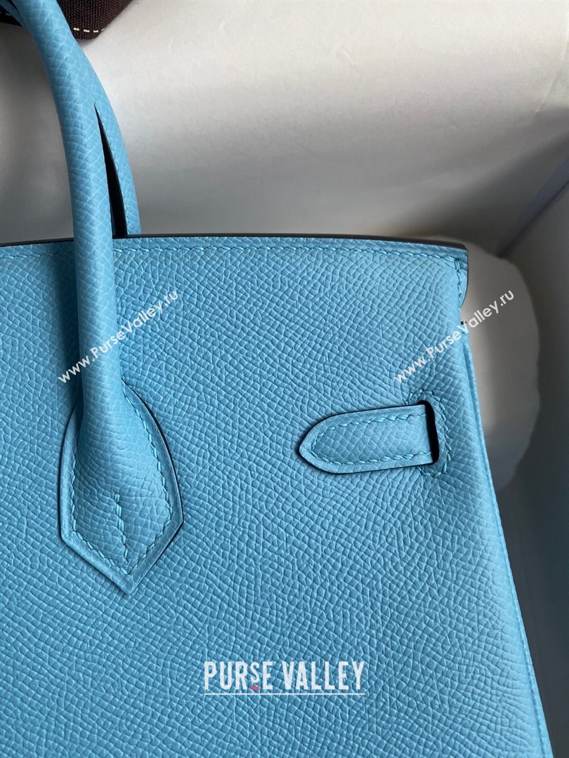 Hermes Birkin 25cm/30cm/35cm Bag in Original Epsom Leather Candy Blue/Silver 2024 (Full Handmade) (XYA-24070118)