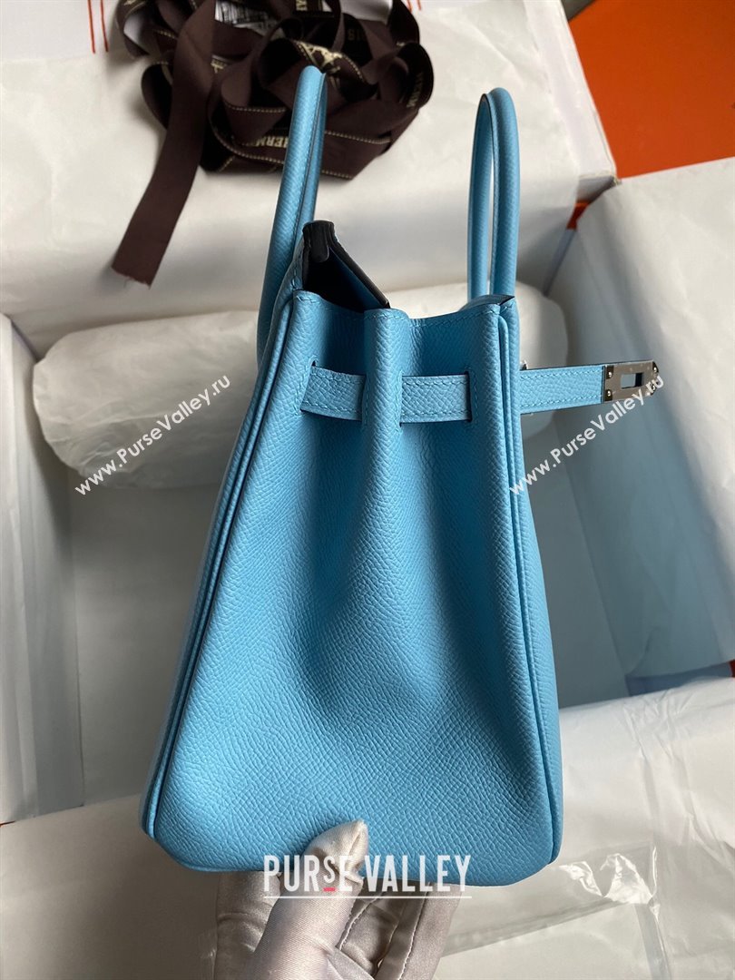 Hermes Birkin 25cm/30cm/35cm Bag in Original Epsom Leather Candy Blue/Silver 2024 (Full Handmade) (XYA-24070118)