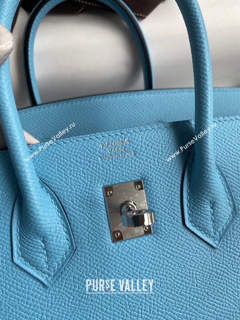 Hermes Birkin 25cm/30cm/35cm Bag in Original Epsom Leather Candy Blue/Silver 2024 (Full Handmade) (XYA-24070118)