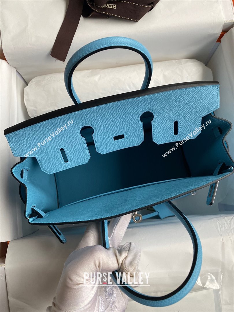 Hermes Birkin 25cm/30cm/35cm Bag in Original Epsom Leather Candy Blue/Silver 2024 (Full Handmade) (XYA-24070118)