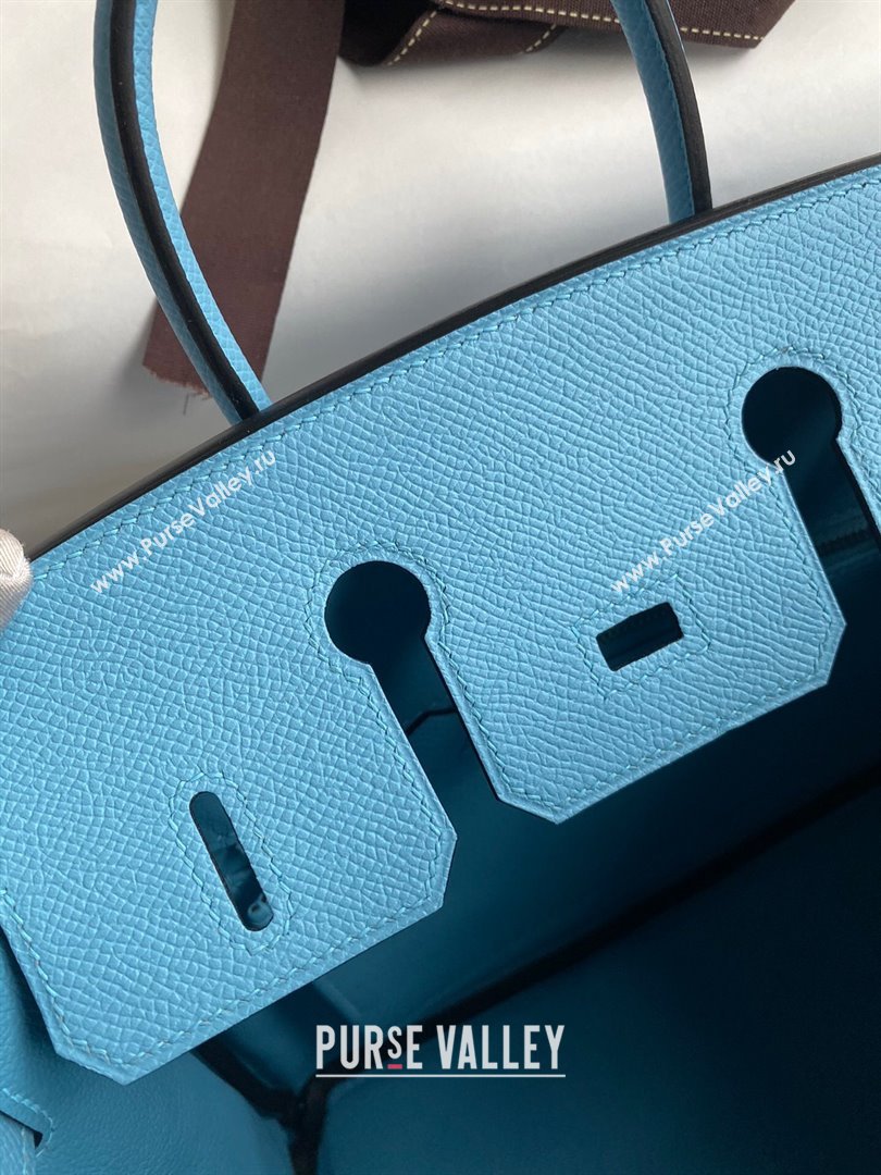 Hermes Birkin 25cm/30cm/35cm Bag in Original Epsom Leather Candy Blue/Silver 2024 (Full Handmade) (XYA-24070118)