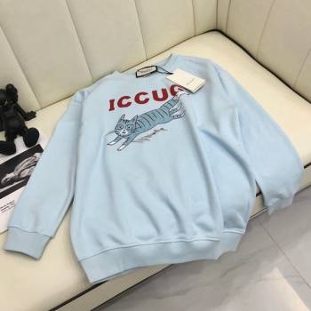 Gucci Cat Sweatshirt Light Blue 2021 (Q-21082629)