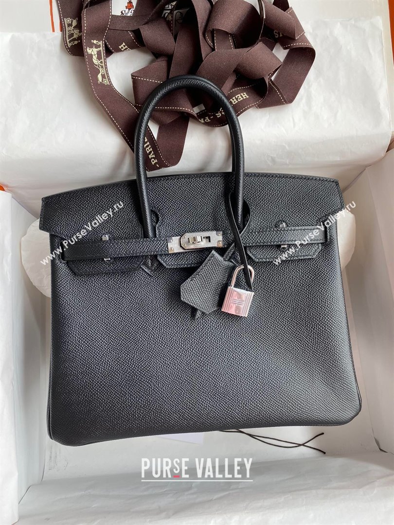 Hermes Birkin 25cm/30cm/35cm Bag in Original Epsom Leather Black/Silver 2024 (Full Handmade) (XYA-24070119)