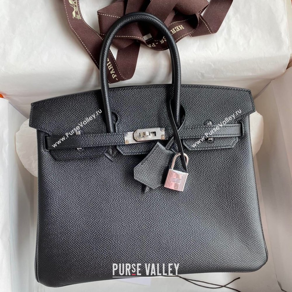 Hermes Birkin 25cm/30cm/35cm Bag in Original Epsom Leather Black/Silver 2024 (Full Handmade) (XYA-24070119)