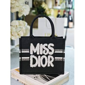 Dior Small Book Tote bag in Black and White Miss Dior Graffiti Embroidery 1286 2024 (DMZ-24082301)