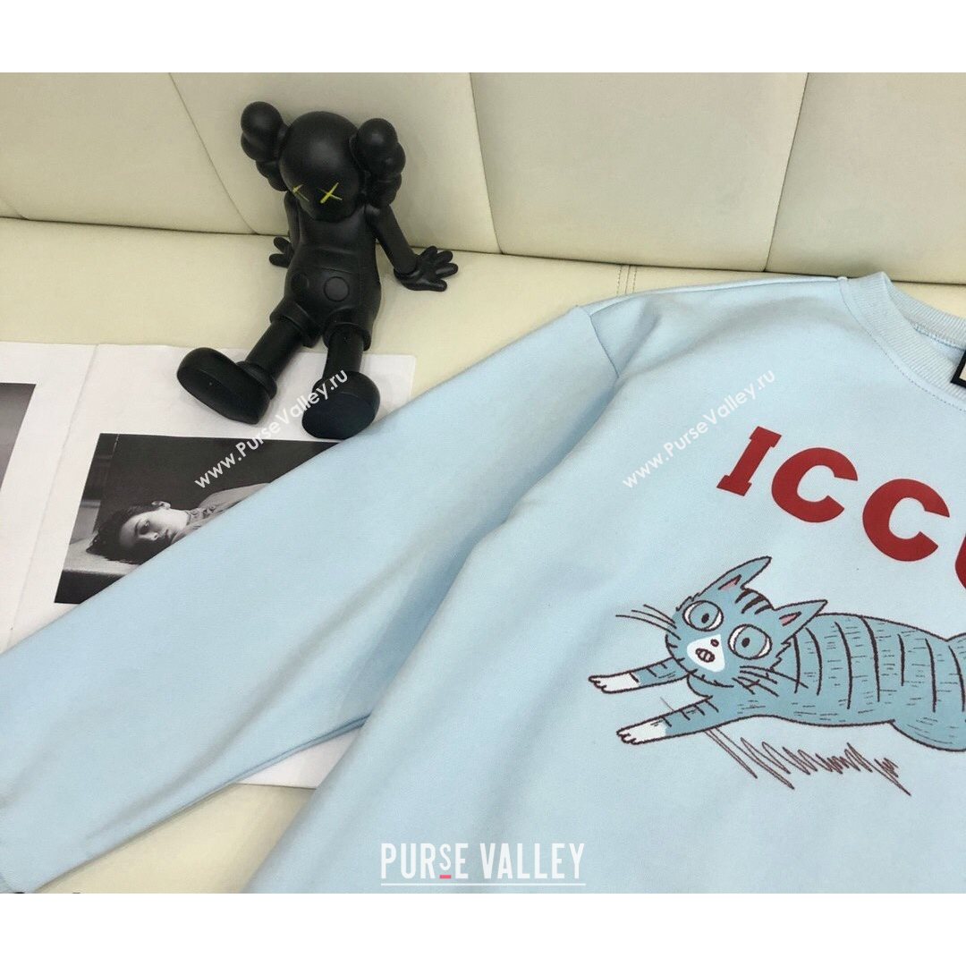 Gucci Cat Sweatshirt Light Blue 2021 (Q-21082629)