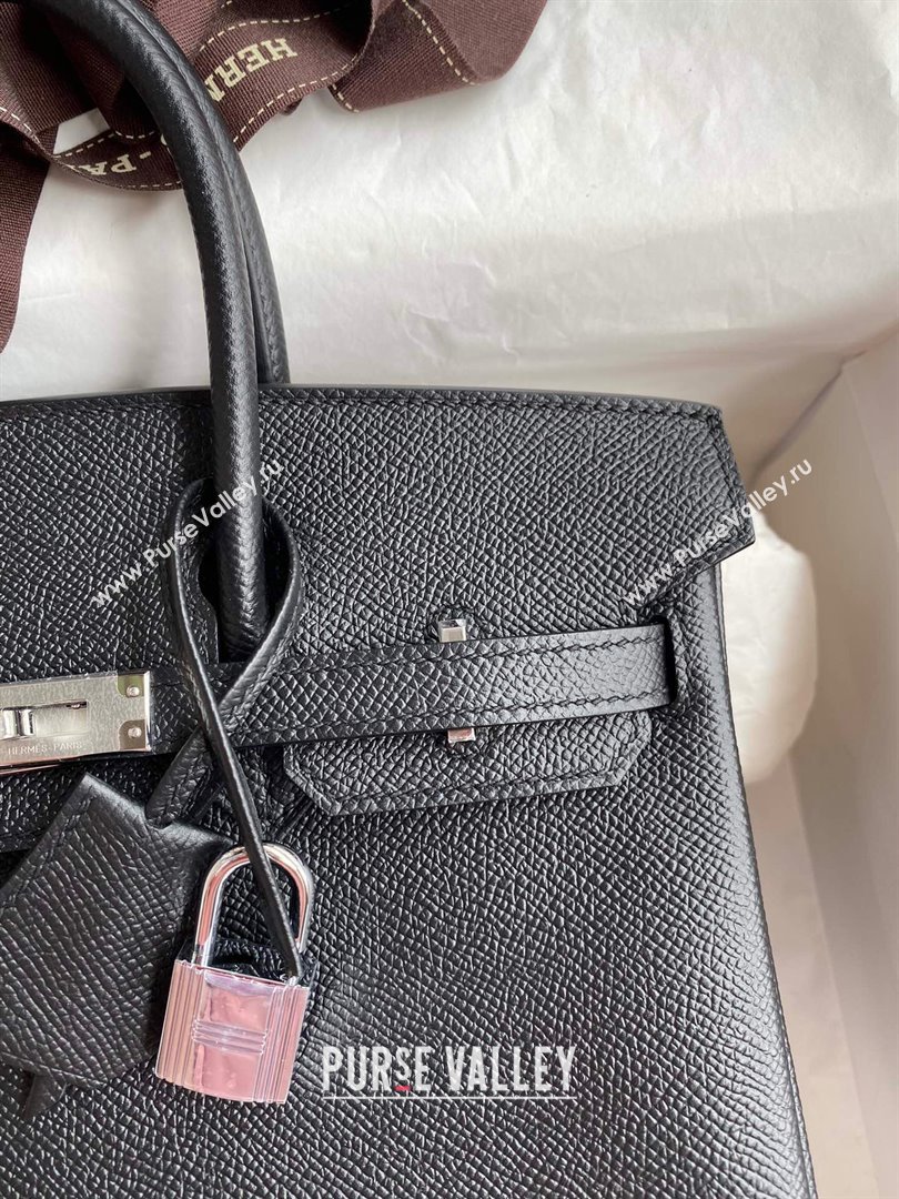 Hermes Birkin 25cm/30cm/35cm Bag in Original Epsom Leather Black/Silver 2024 (Full Handmade) (XYA-24070119)