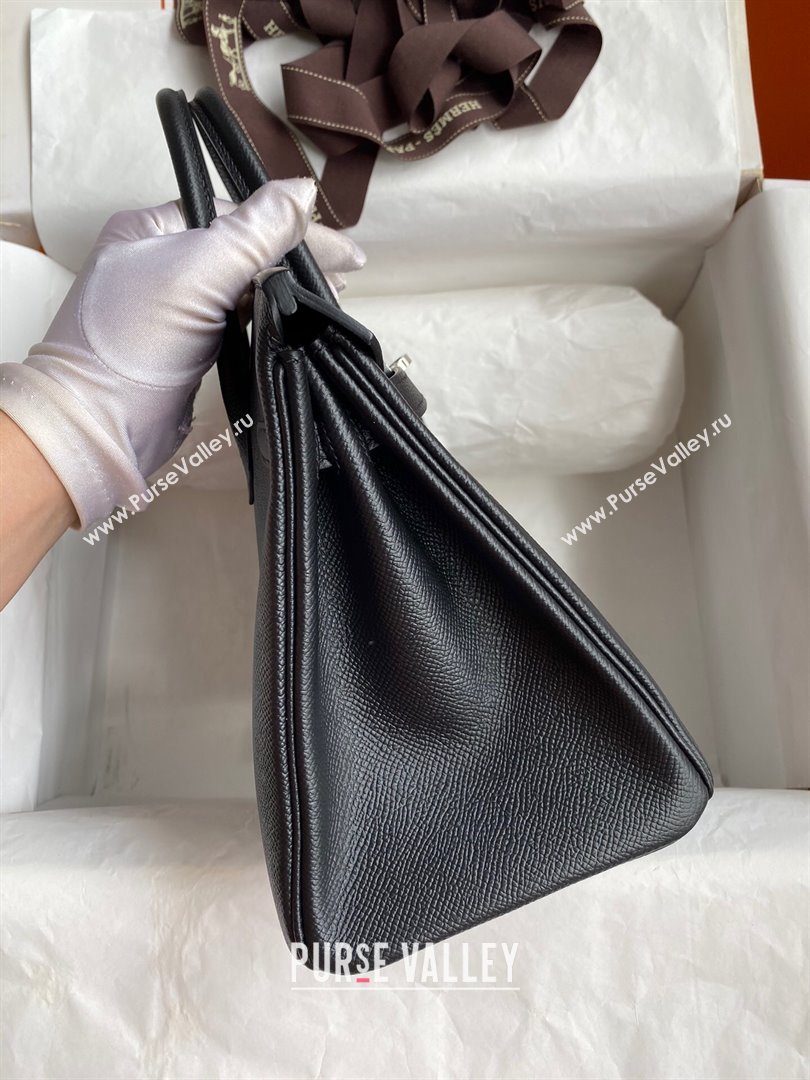 Hermes Birkin 25cm/30cm/35cm Bag in Original Epsom Leather Black/Silver 2024 (Full Handmade) (XYA-24070119)