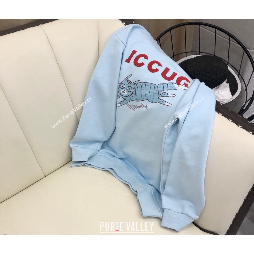 Gucci Cat Sweatshirt Light Blue 2021 (Q-21082629)