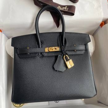 Hermes Birkin 25cm/30cm/35cm Bag in Original Epsom Leather Black/Gold 2024 (Full Handmade) (XYA-24070120)