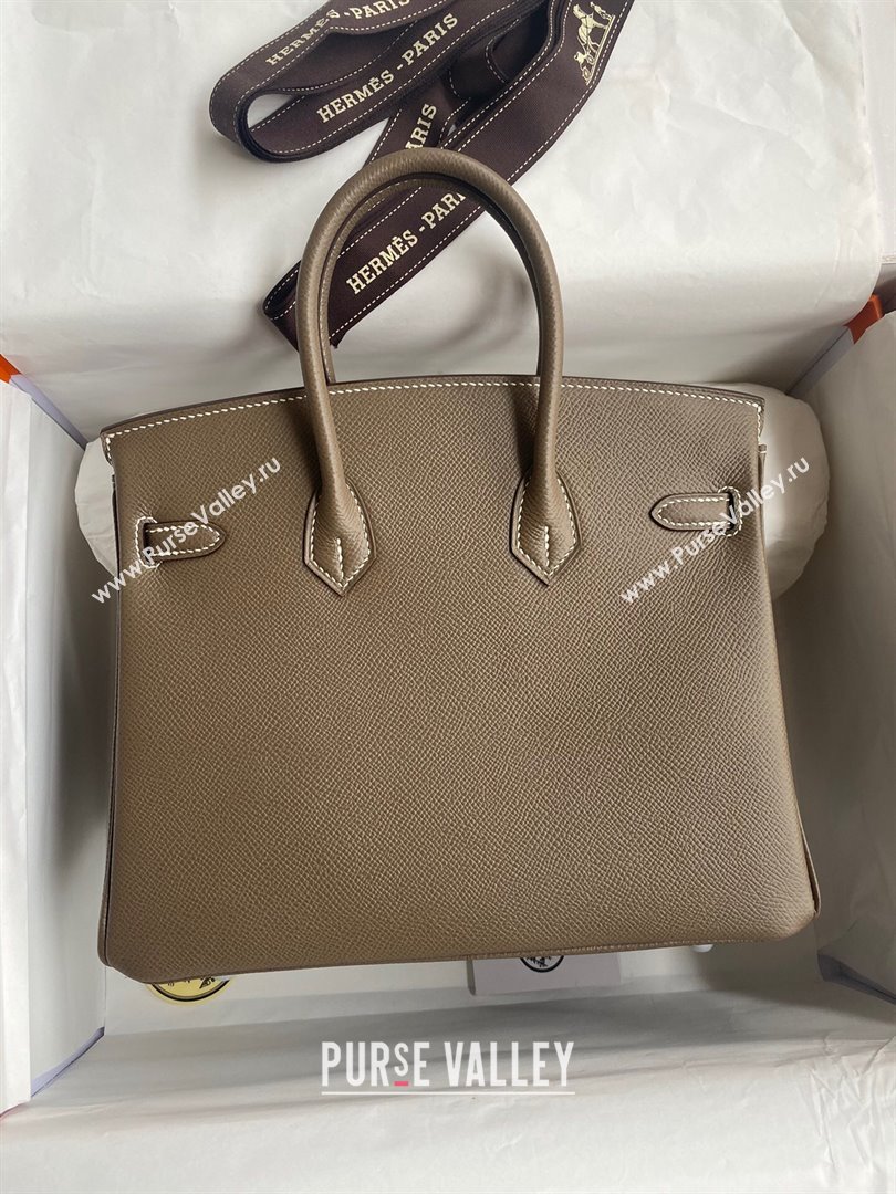 Hermes Birkin 25cm/30cm/35cm Bag in Original Epsom Leather Etoupe/Silver 2024 (Full Handmade) (XYA-24070121)