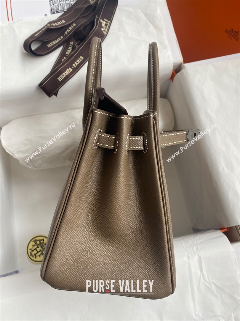 Hermes Birkin 25cm/30cm/35cm Bag in Original Epsom Leather Etoupe/Silver 2024 (Full Handmade) (XYA-24070121)