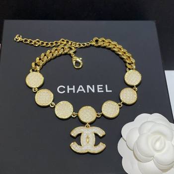 Chanel Short Necklace CH101227 Gold/White 2024 (YF-24101227)