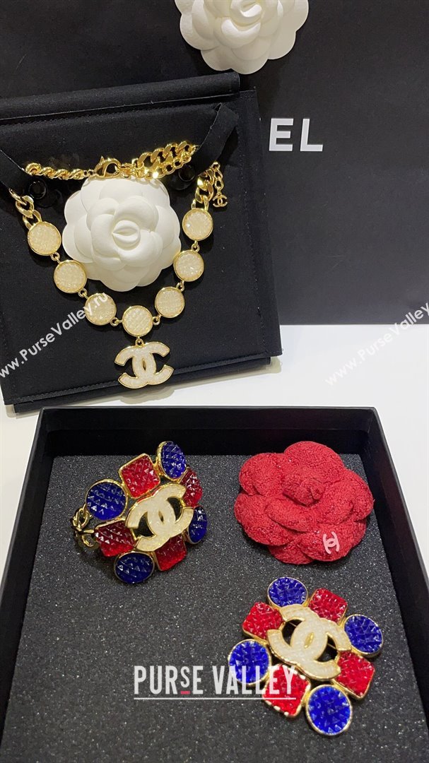 Chanel Short Necklace CH101227 Gold/White 2024 (YF-24101227)