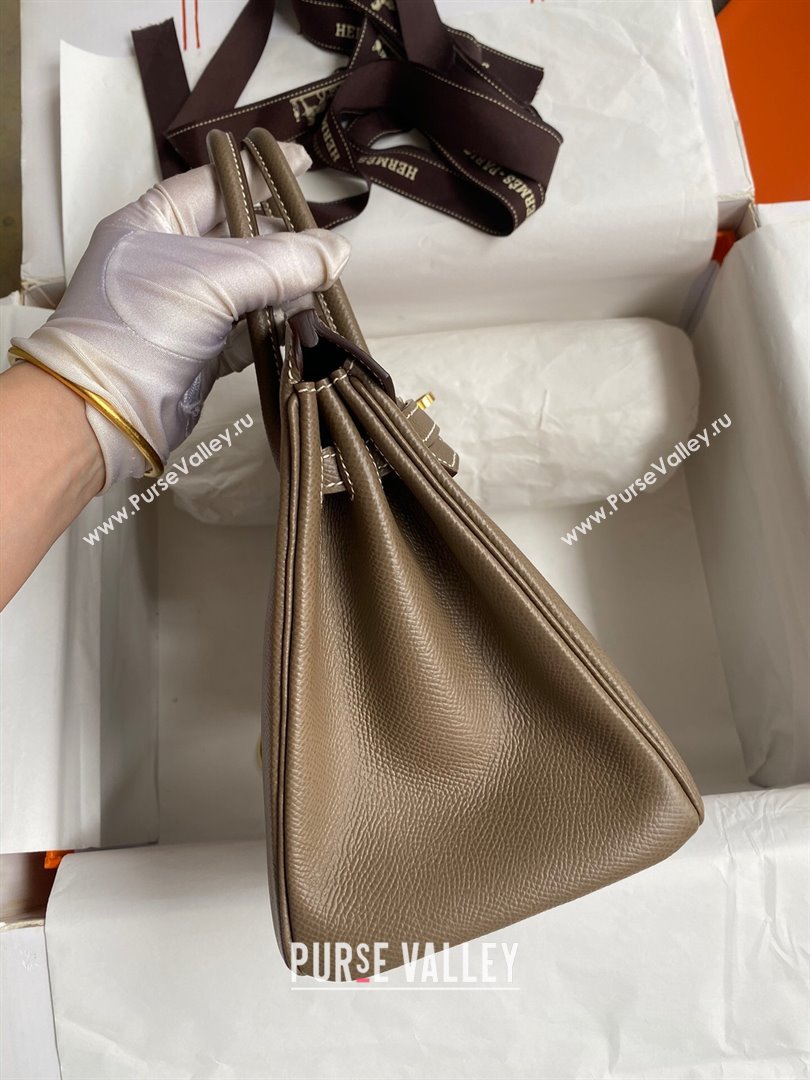 Hermes Birkin 25cm/30cm/35cm Bag in Original Epsom Leather Etoupe/Gold 2024 (Full Handmade) (XYA-24070122)