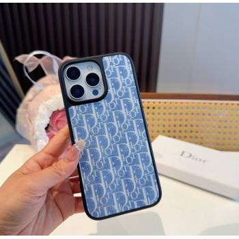 Dior Denim Blue iPhone Holder Oblique 2025 0616 (SHI-250616019)