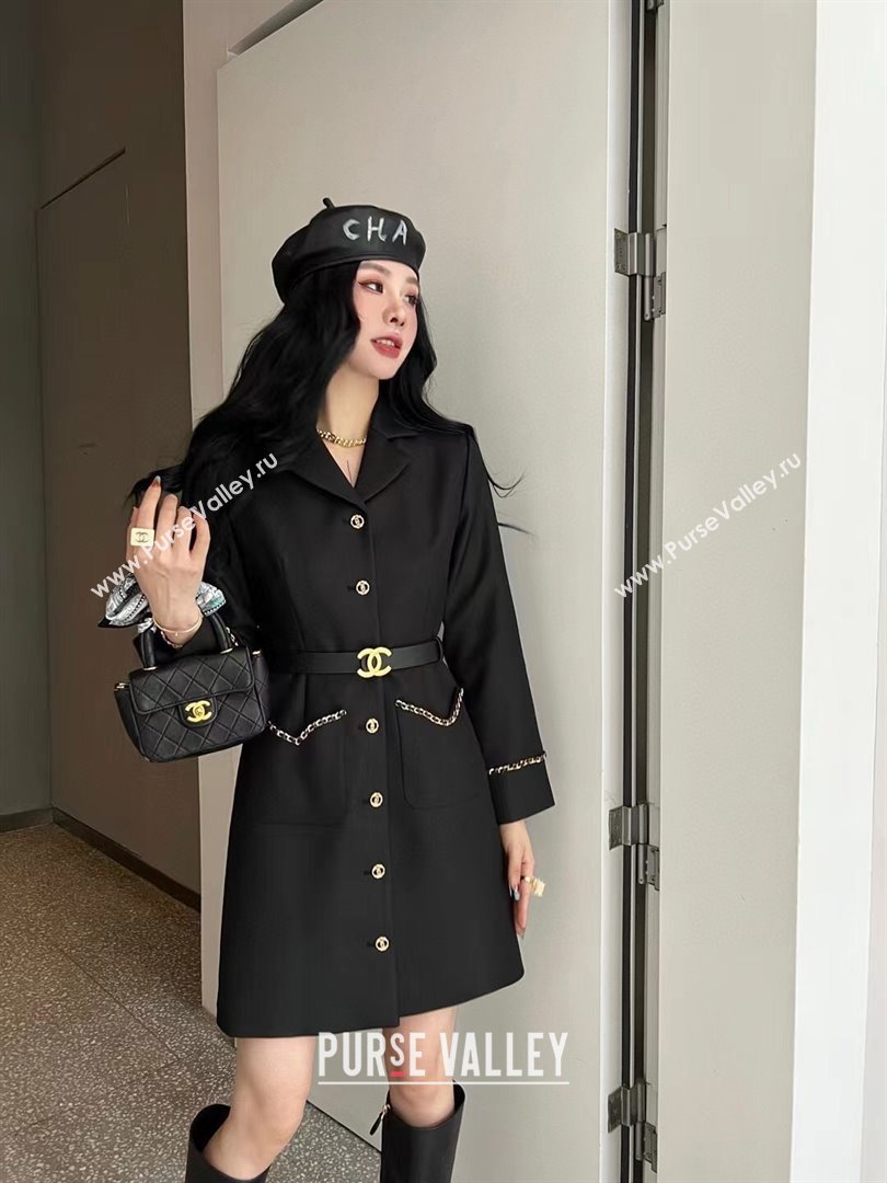 Chanel Jacket Dress with Belt CH110947 Black 2023 (Q-23110947)