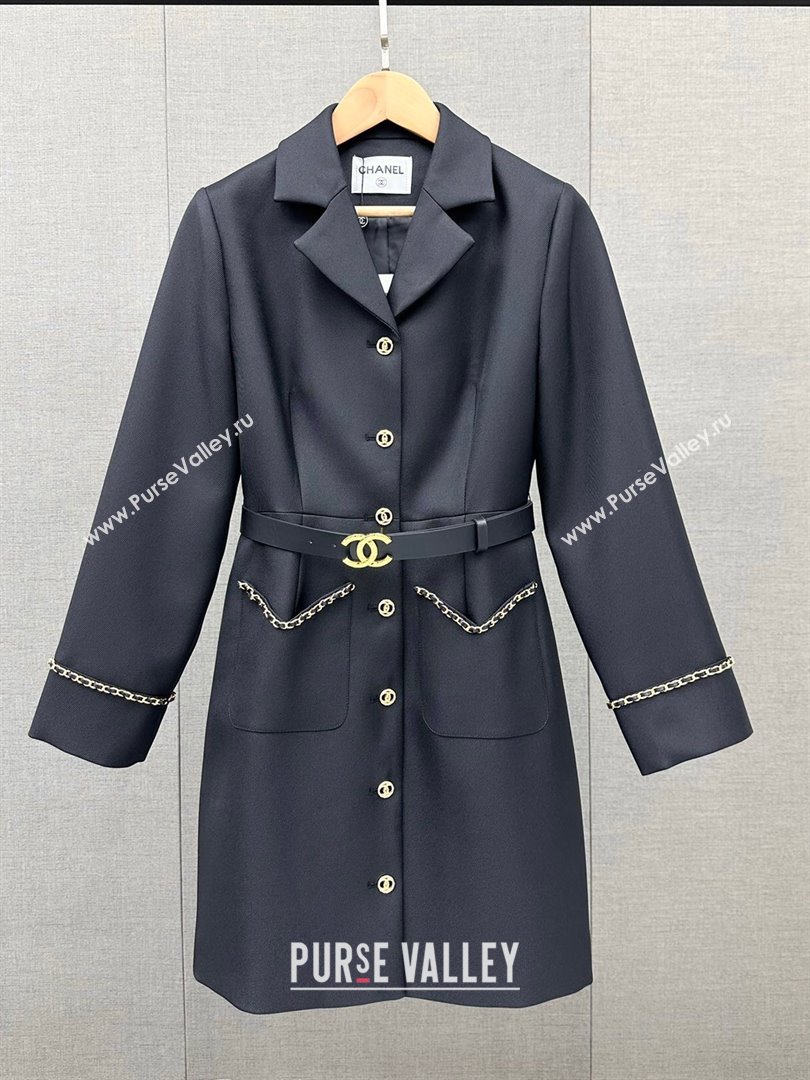 Chanel Jacket Dress with Belt CH110947 Black 2023 (Q-23110947)