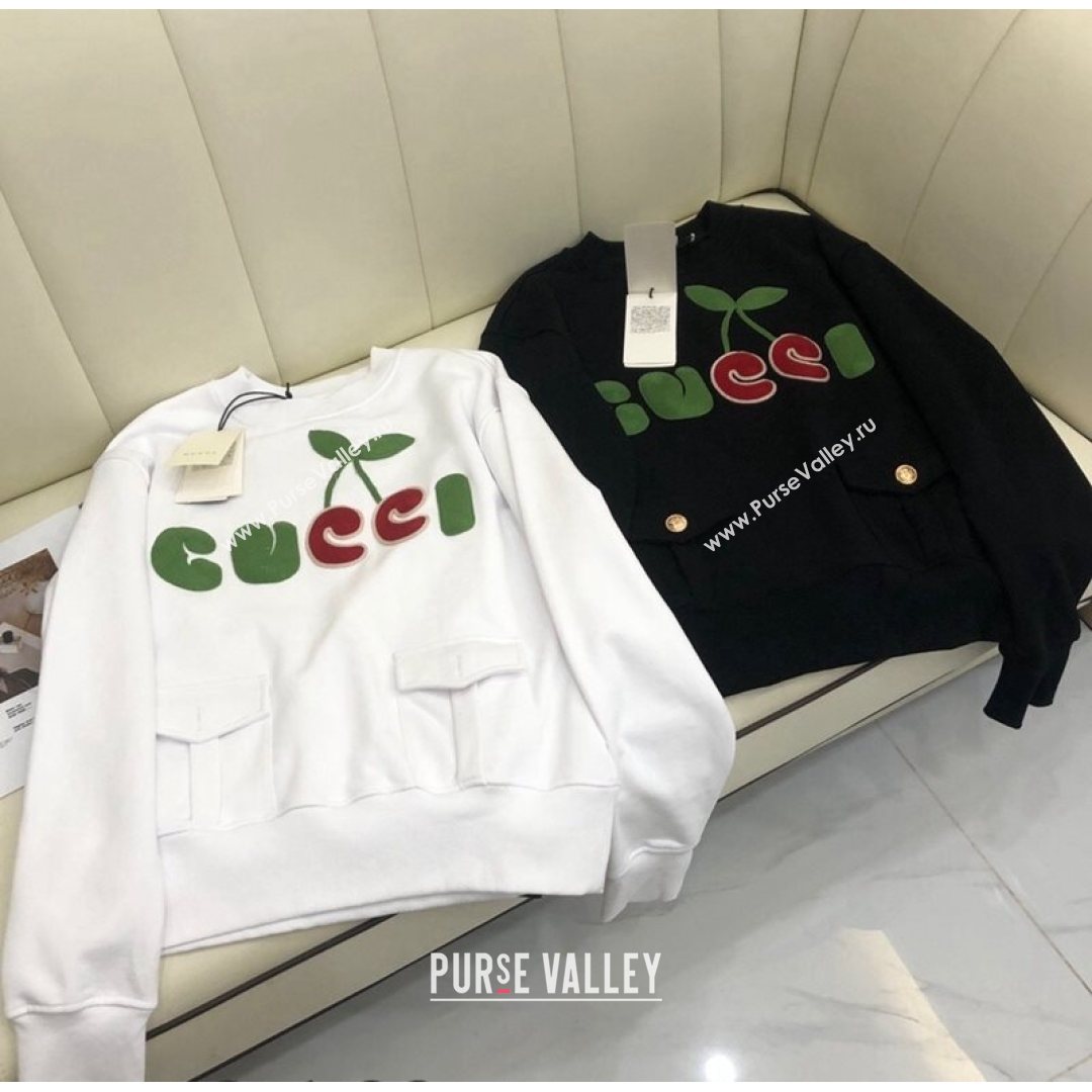 Gucci Embroidered Logo Sweatshirt White/Black 2021 (Q-21082633)