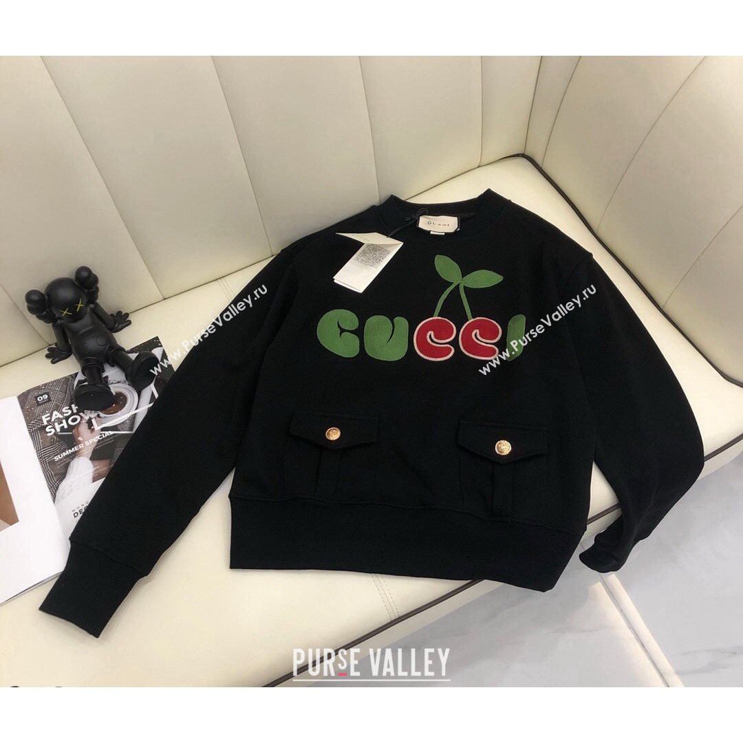 Gucci Embroidered Logo Sweatshirt White/Black 2021 (Q-21082633)