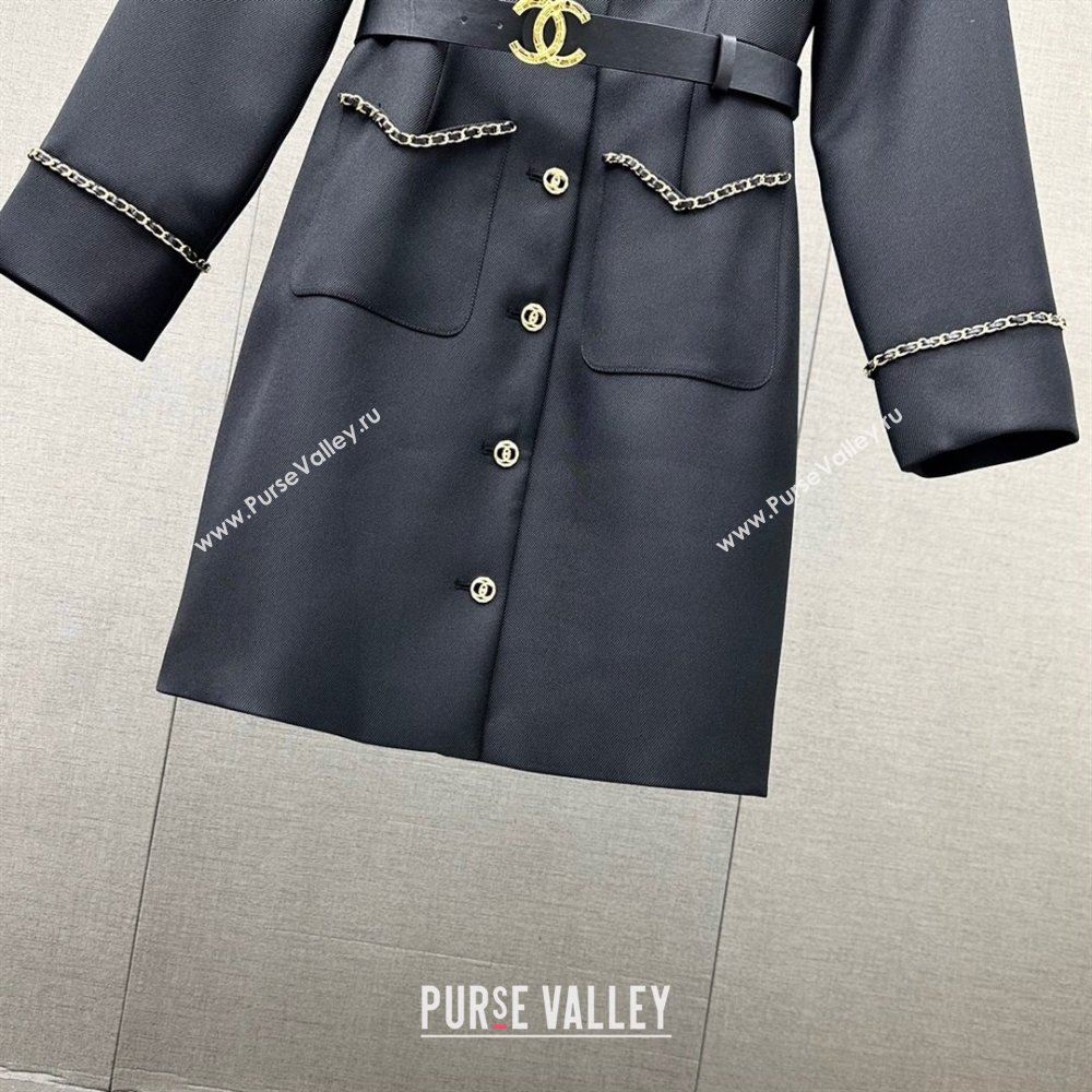 Chanel Jacket Dress with Belt CH110947 Black 2023 (Q-23110947)