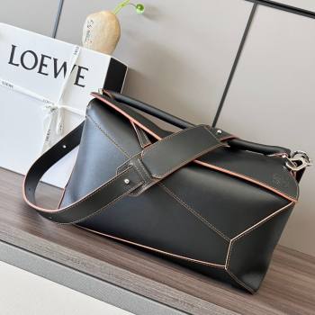 Loewe Large Puzzle Bag in Smooth Calfskin Black/Red 2024 (DL-24032107)