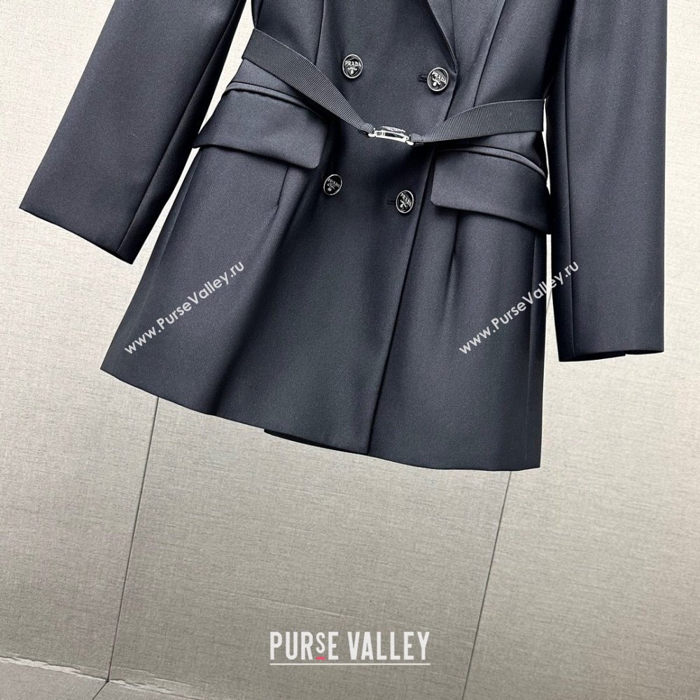 Prada Jacket with Belt P110948 Black 2023 (Q-23110948)